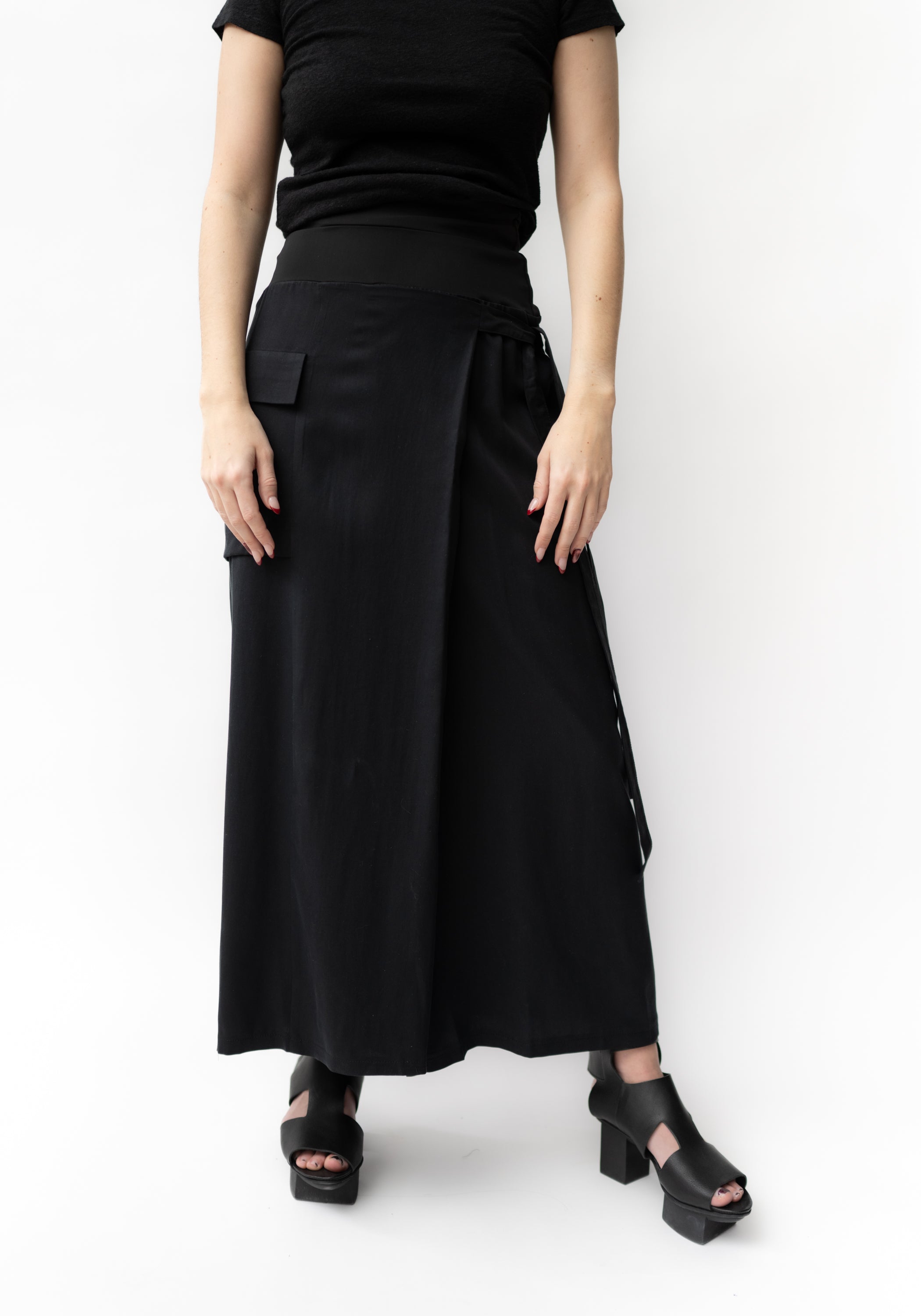 Wrap Detail Wide Leg Pants