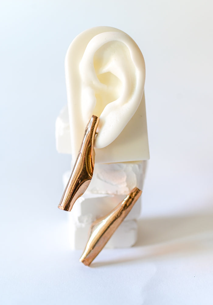 Bronze Twisted Leaf Earrings