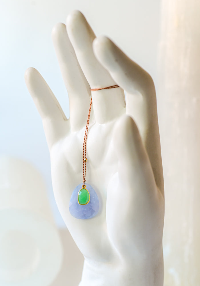 18k Gold, Chalcedony and Chrysoprase Necklace
