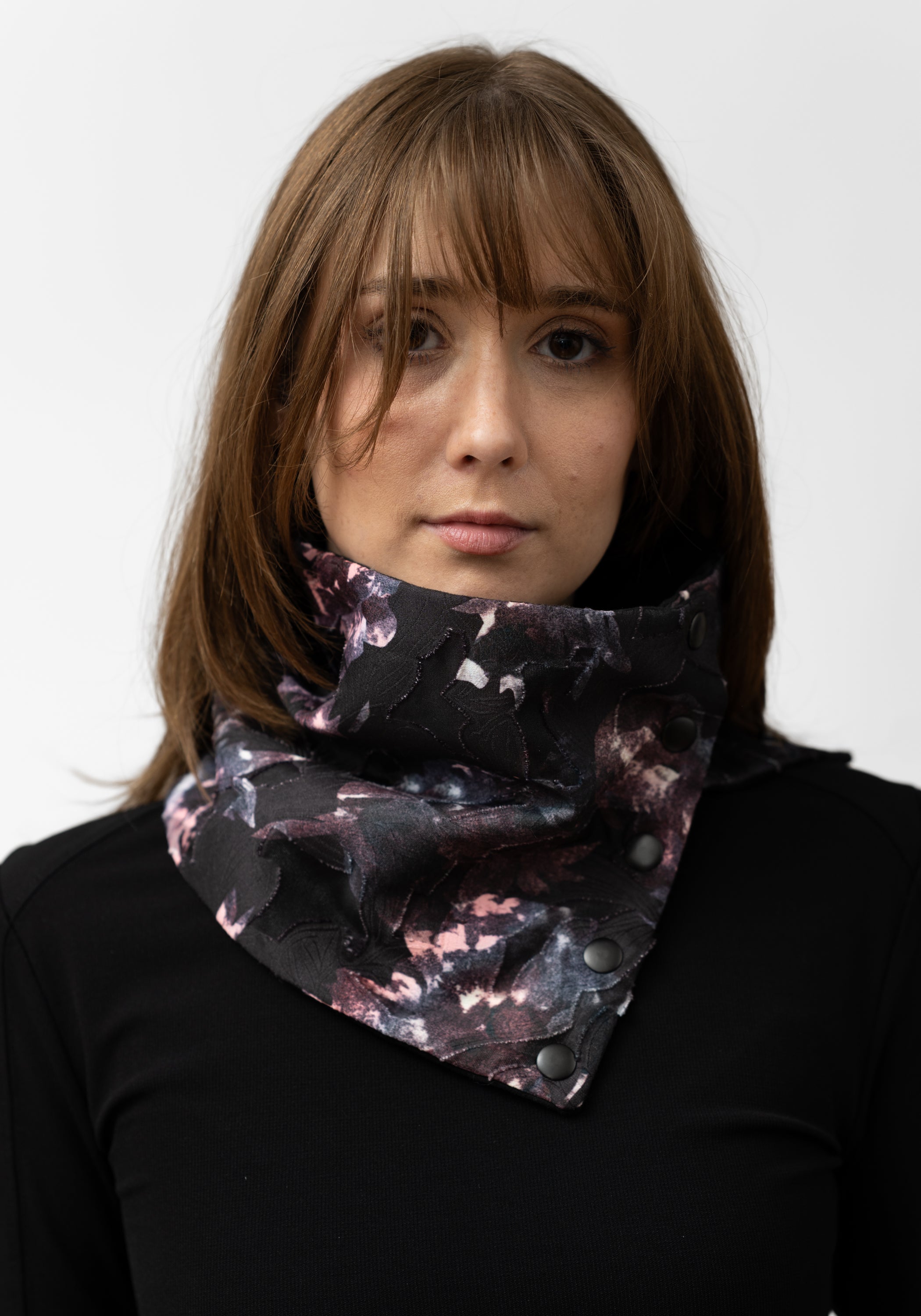 Purple Floral Burnout Snap Cowl - December Thieves