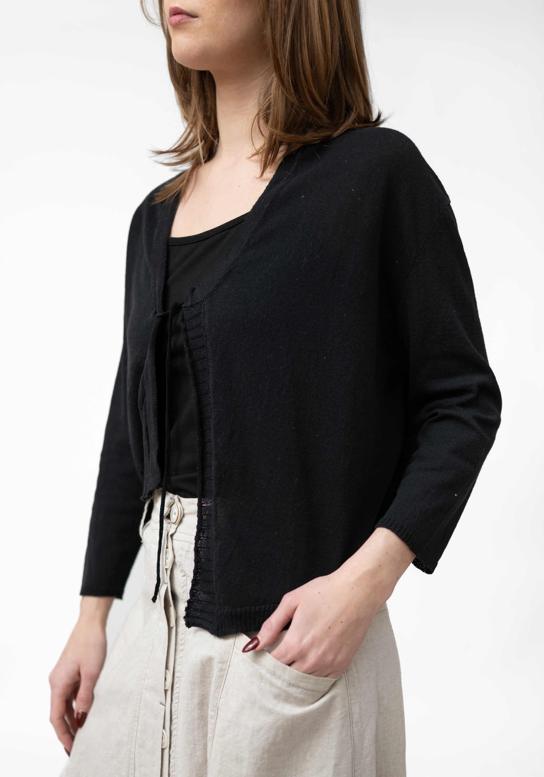 U26 813 Tie Front Knit Drop Shoulder Cardigan - December Thieves