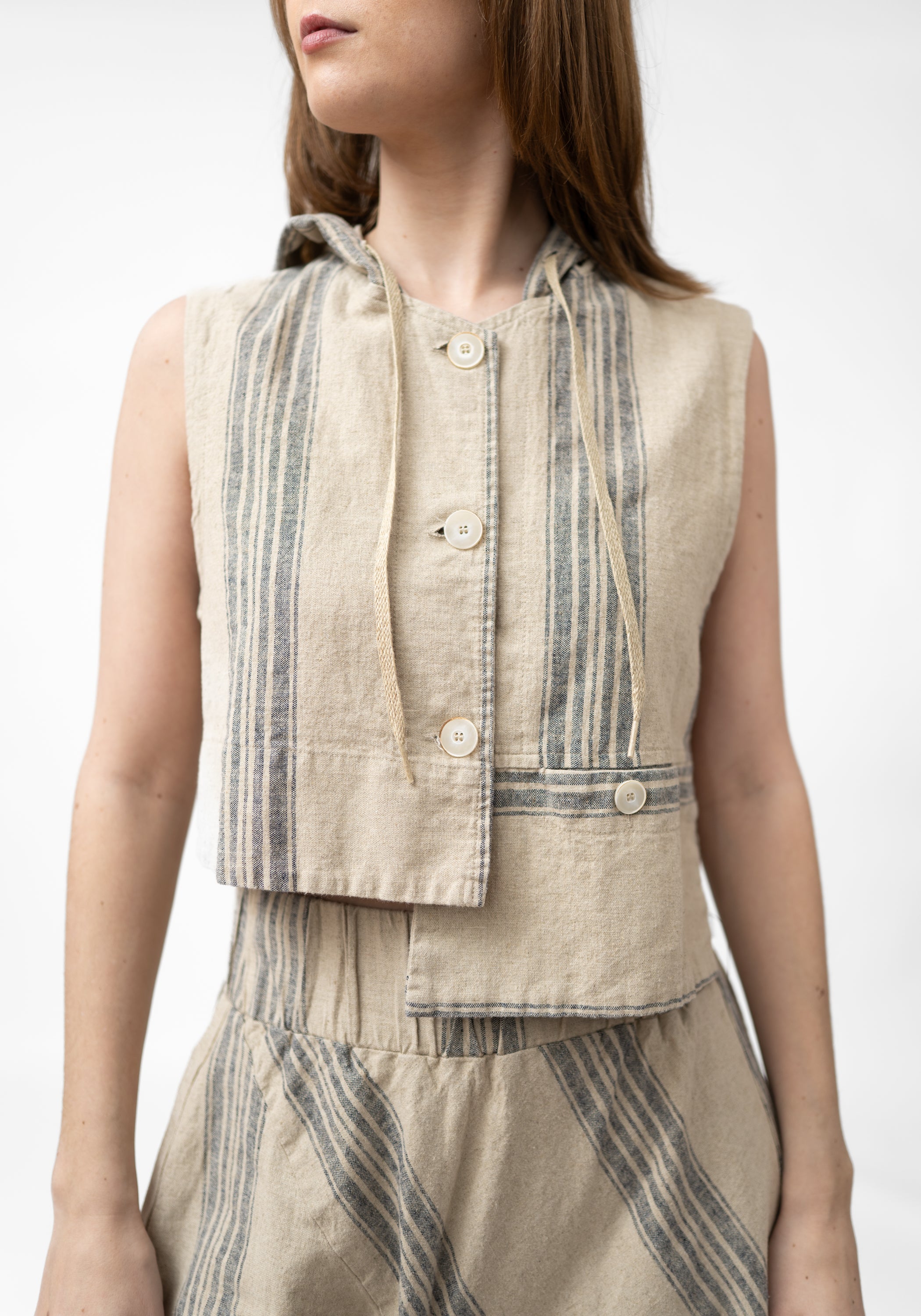 Asymmetric Cropped Hooded Vest - December Thieves