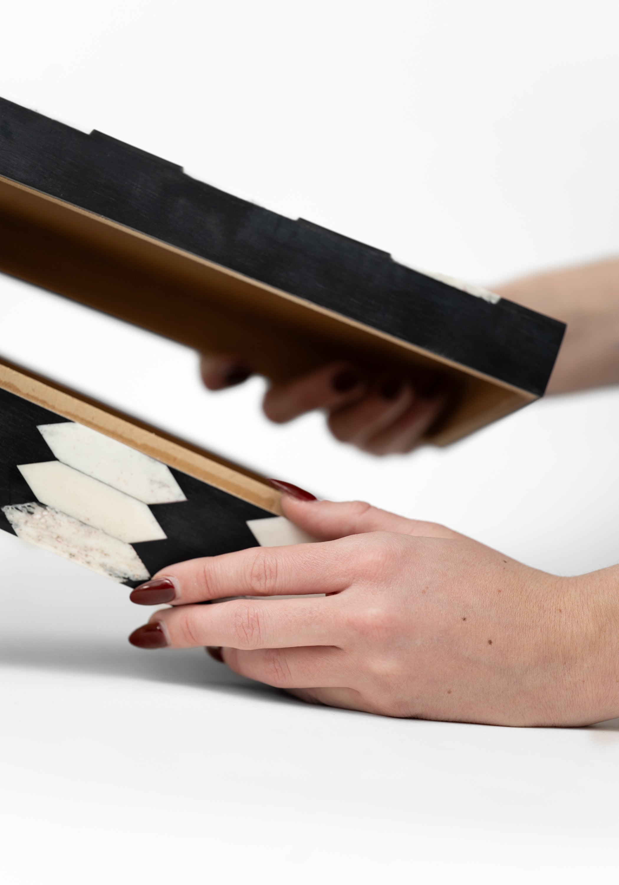 Geometric Inlay Carved Horn Jewelry Box - December Thieves