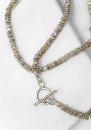 Oval Pyrite Pendant and Square Trade Beads Necklace - December Thieves