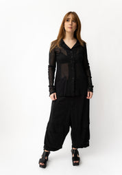 Long Button Front Mesh Blazer