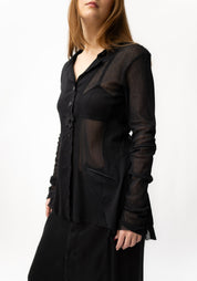 Long Button Front Mesh Blazer
