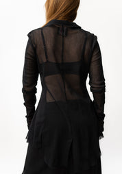 Long Button Front Mesh Blazer