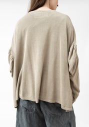 Oversized Drop Shoulder Gathered Sleeve Knit Cardigan