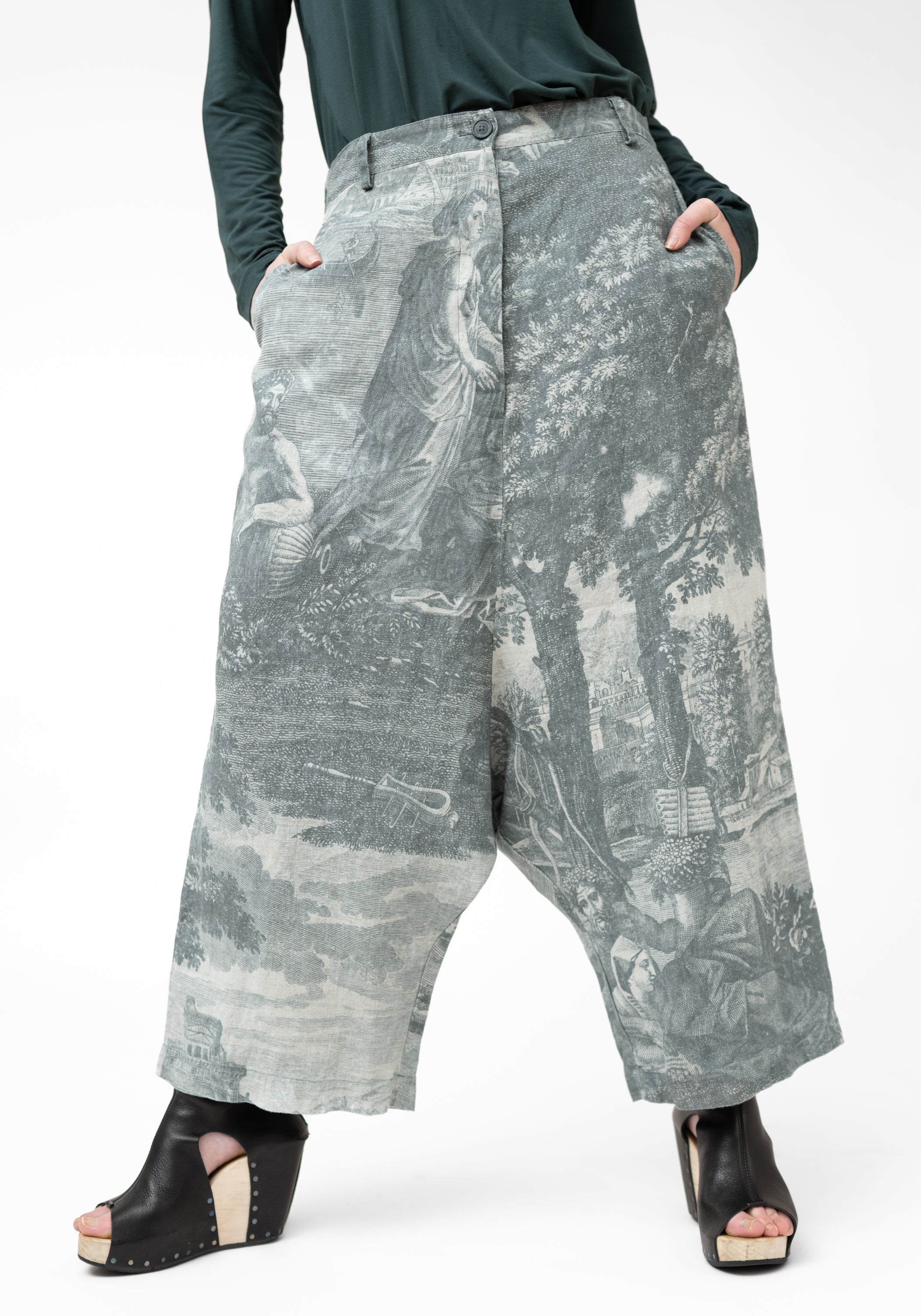 Extreme Drop Seat Printed Linen Pants