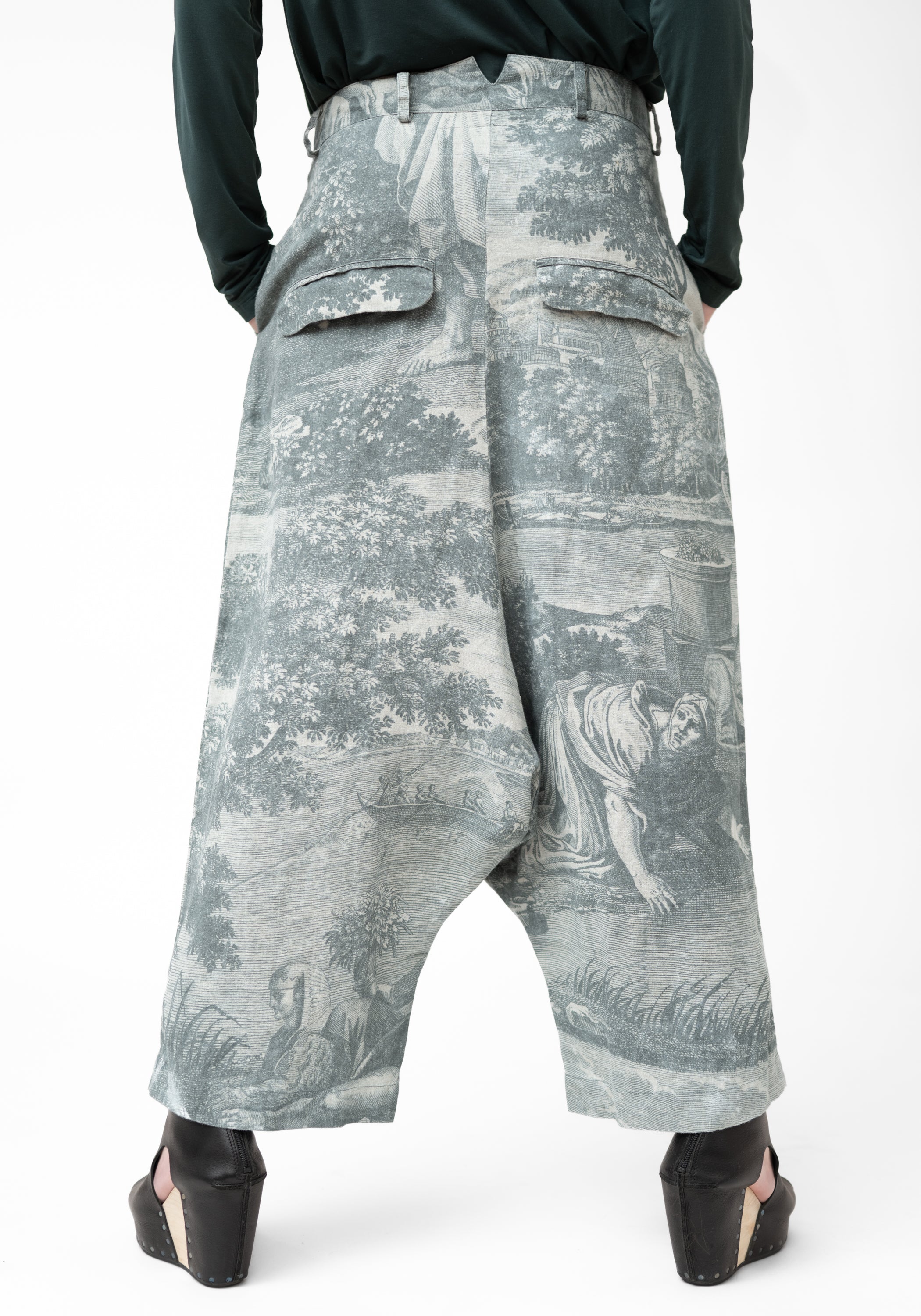 Extreme Drop Seat Printed Linen Pants