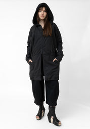 Oversized Hooded Zip Front Jersey Jacket - December Thieves