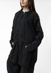 Oversized Hooded Zip Front Jersey Jacket - December Thieves