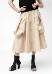 Zip Front Pocket Details A-Line Skirt