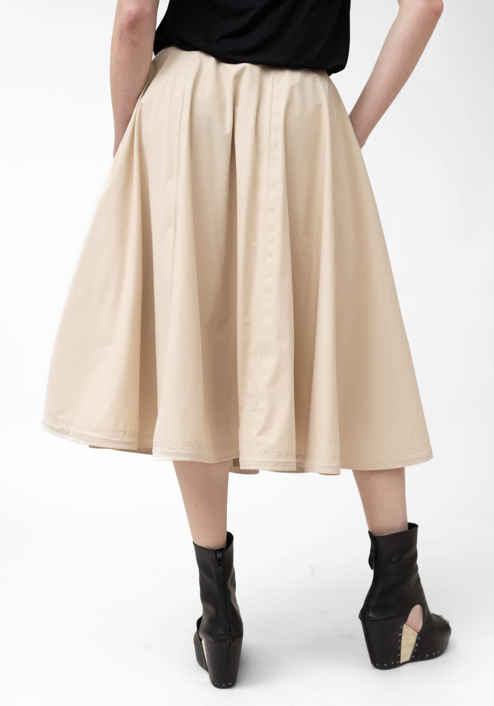 Zip Front Pocket Details A-Line Skirt
