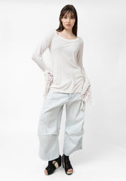 Lace Cuff Detail Long Sleeve T-Shirt