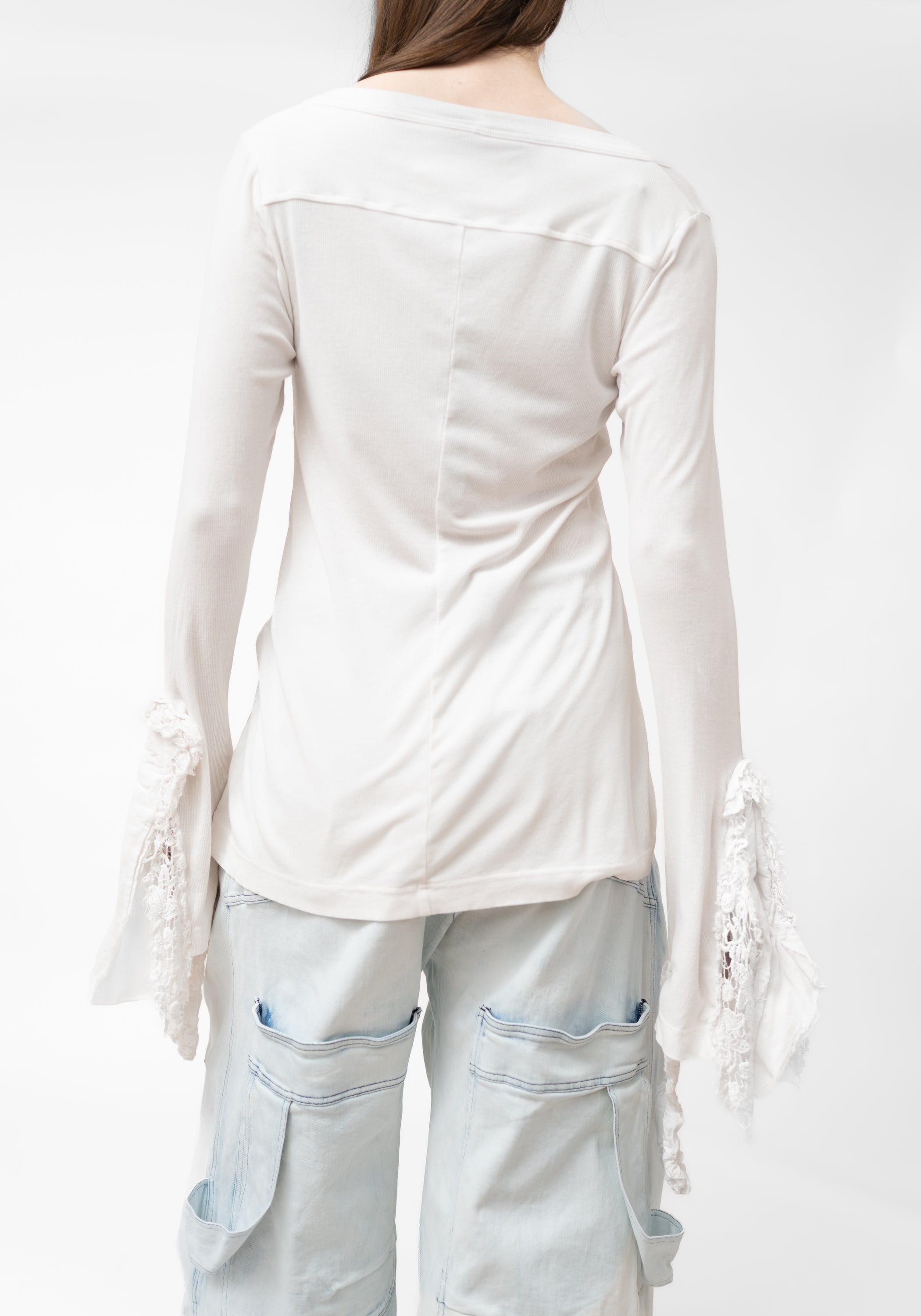 Lace Cuff Detail Long Sleeve T-Shirt