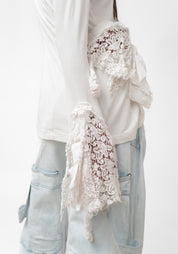 Lace Cuff Detail Long Sleeve T-Shirt