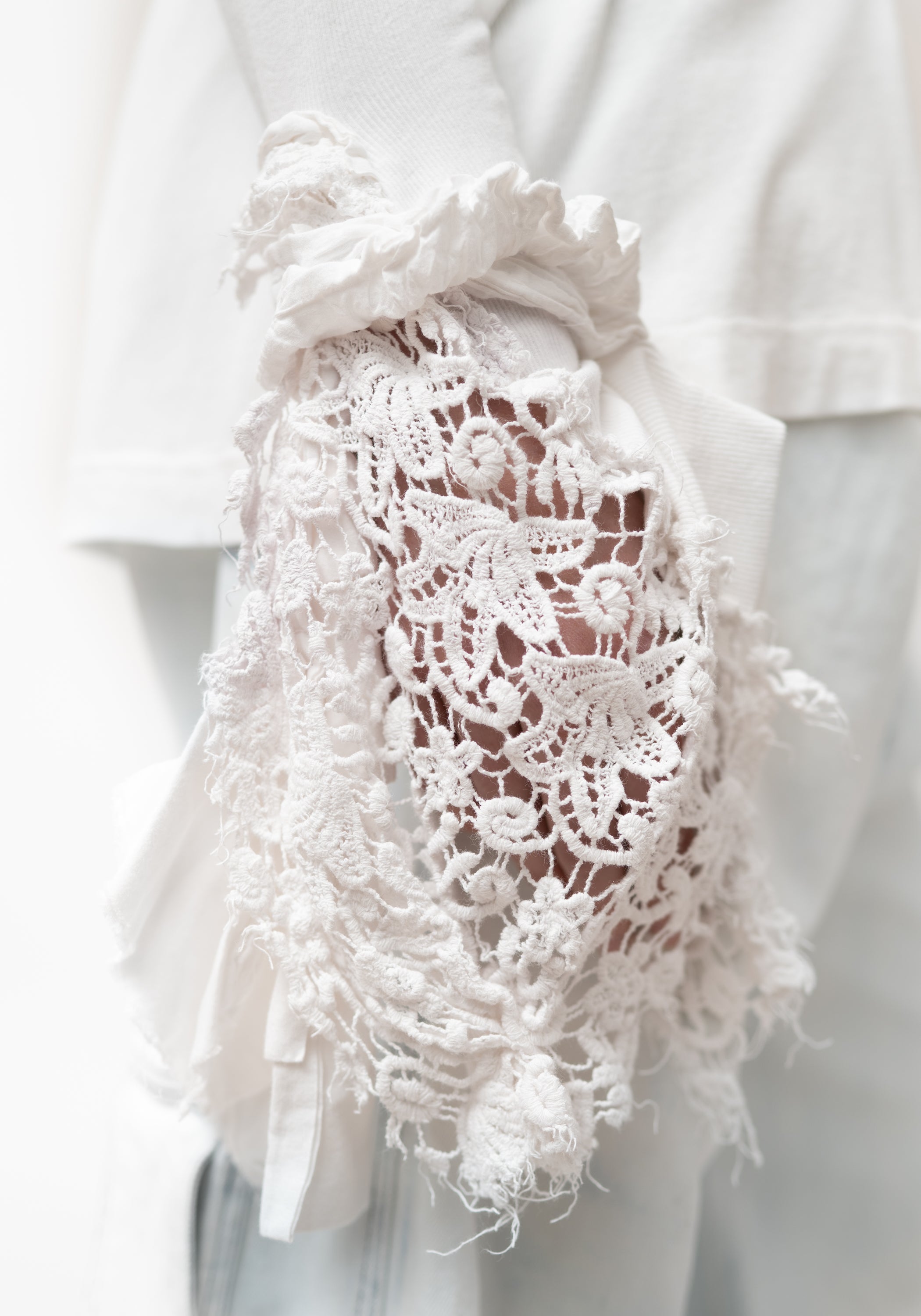 Lace Cuff Detail Long Sleeve T-Shirt