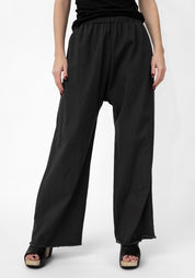 Black Twill Raw Edge Pant