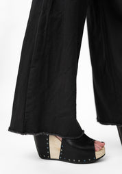 Black Twill Raw Edge Pant