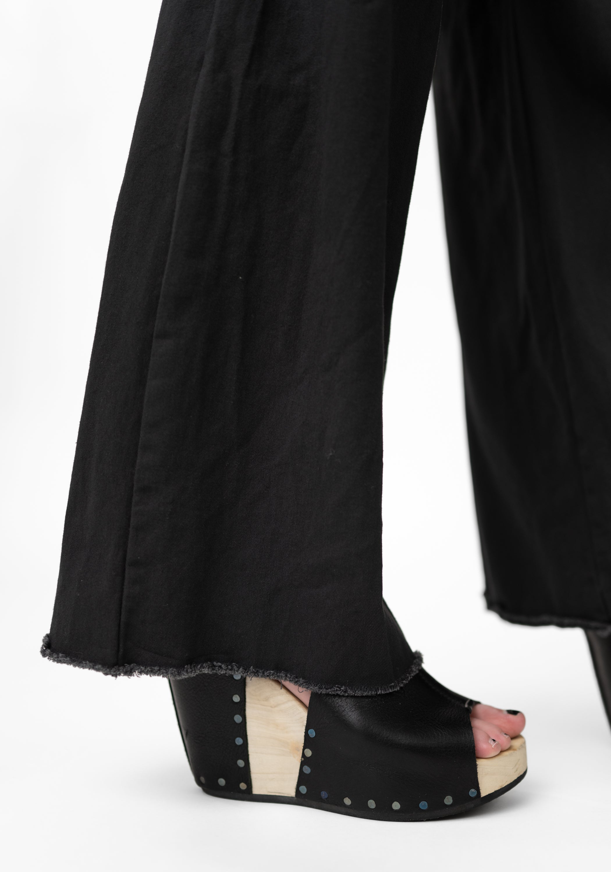 Black Twill Raw Edge Pant