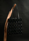 Black Leather and Cotton Braided Tote Bag | 10.03.53 Leather Accessories
