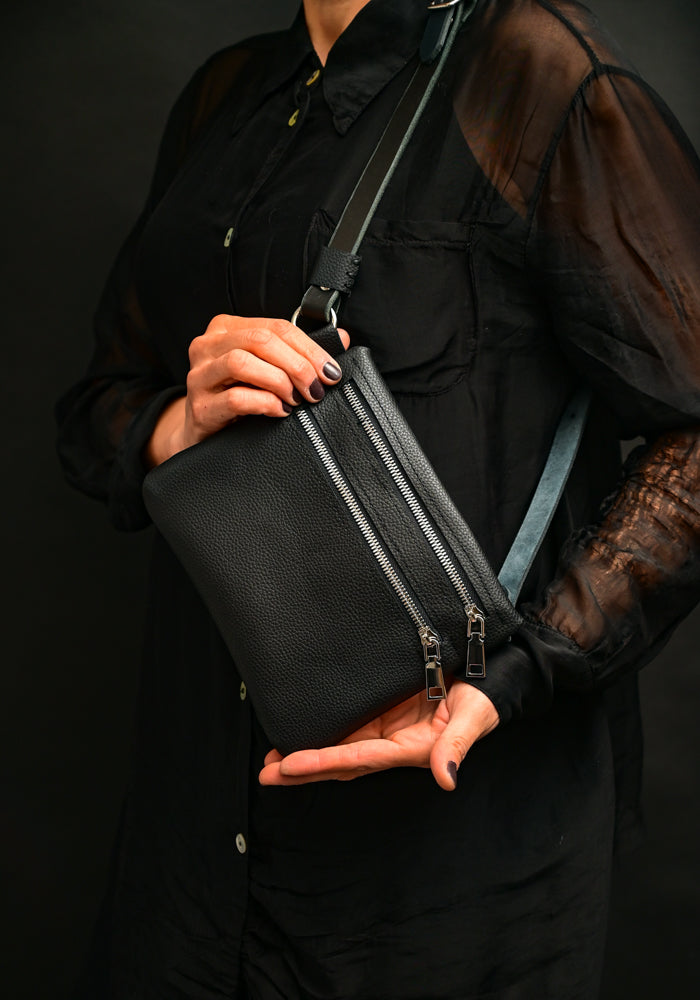 Leather Double Zip Crossbody/Belt Bag | Your Bag of Holding (YBH)