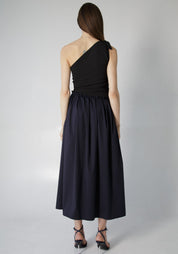 One Shoulder Button Side Maxi Dress
