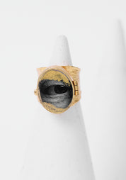 24K Gold Plated Sideways Glance Locket Ring