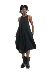 Clavicle Mesh Panel A-Line Jersey Dress