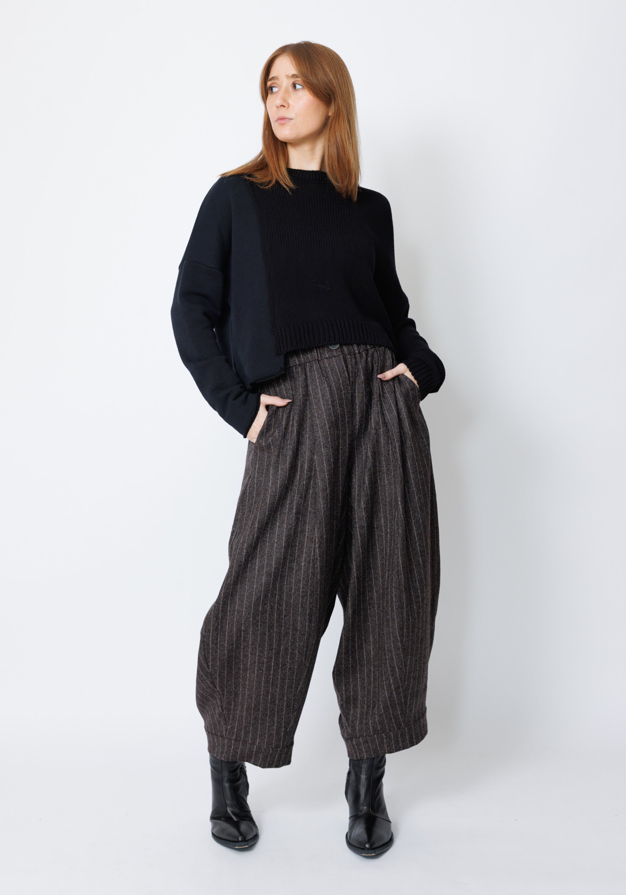 Twin Paneled Knit Front Pullover