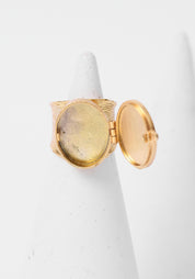 24K Gold Plated Sideways Glance Locket Ring
