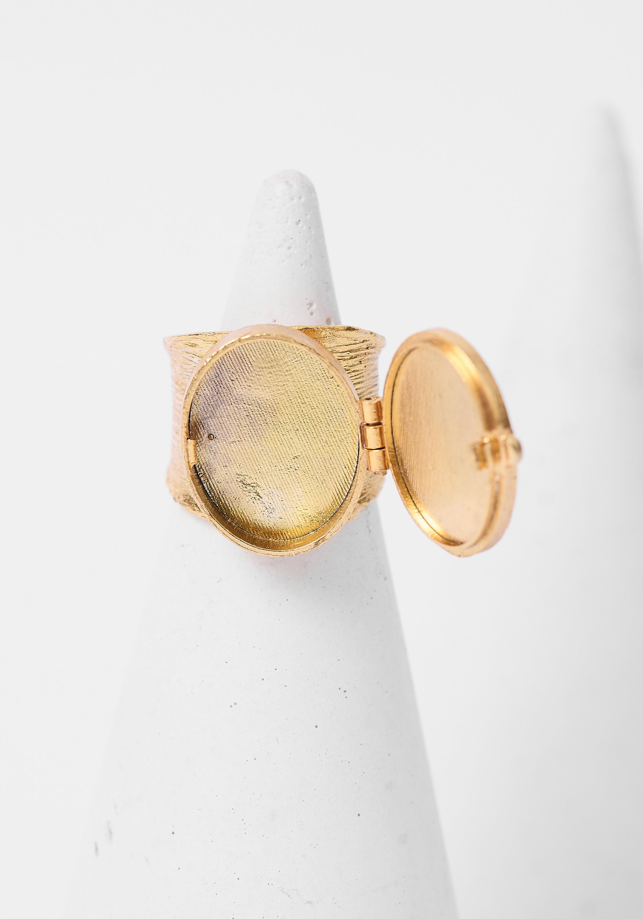 24K Gold Plated Sideways Glance Locket Ring