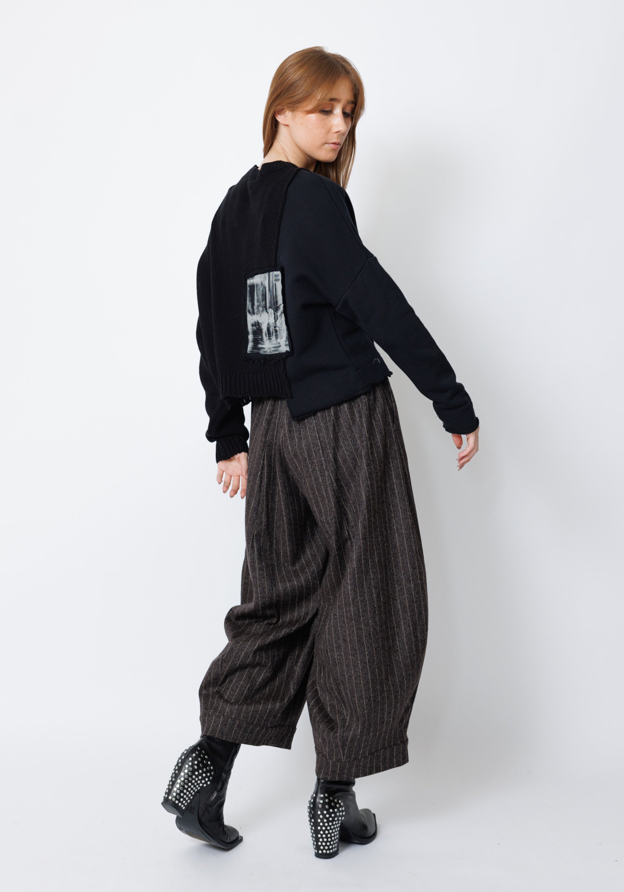 Twin Paneled Knit Front Pullover