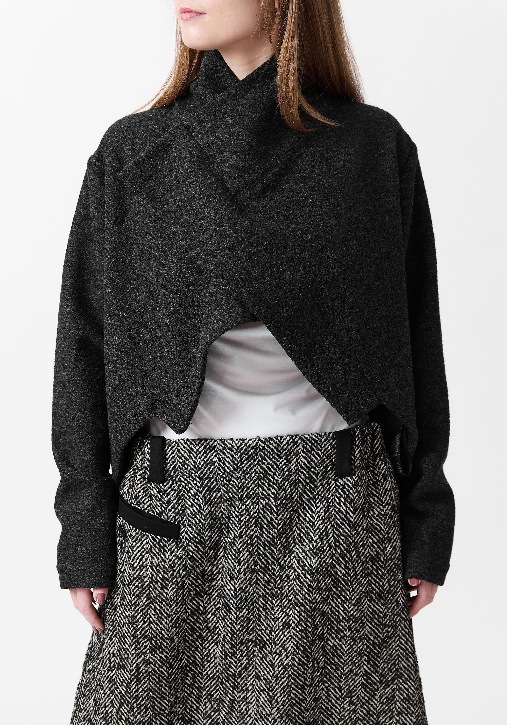 Asymmetric Cropped Wool Blend Jacket - December Thieves