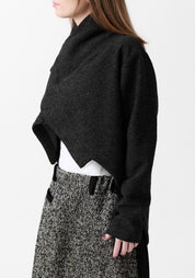 Asymmetric Cropped Wool Blend Jacket - December Thieves