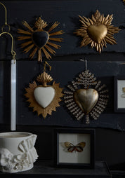 Bold White Resin Flaming Heart Milagro