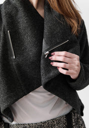 Asymmetric Cropped Wool Blend Jacket - December Thieves