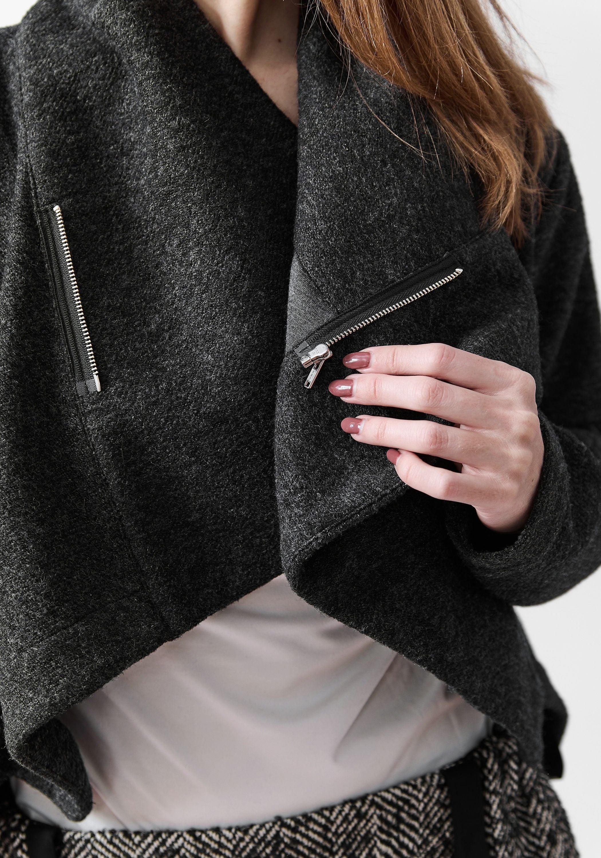 Asymmetric Cropped Wool Blend Jacket - December Thieves
