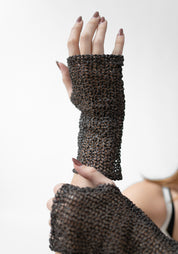 Betel Laser Cut Leather Fingerless Gloves