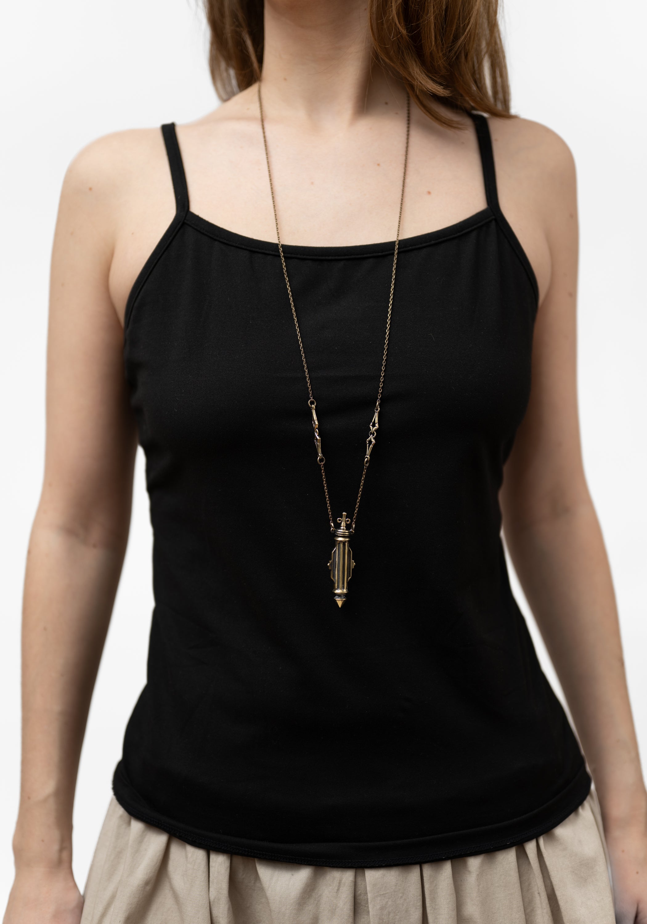 Brass Nouveau Perfume Bottle Necklace