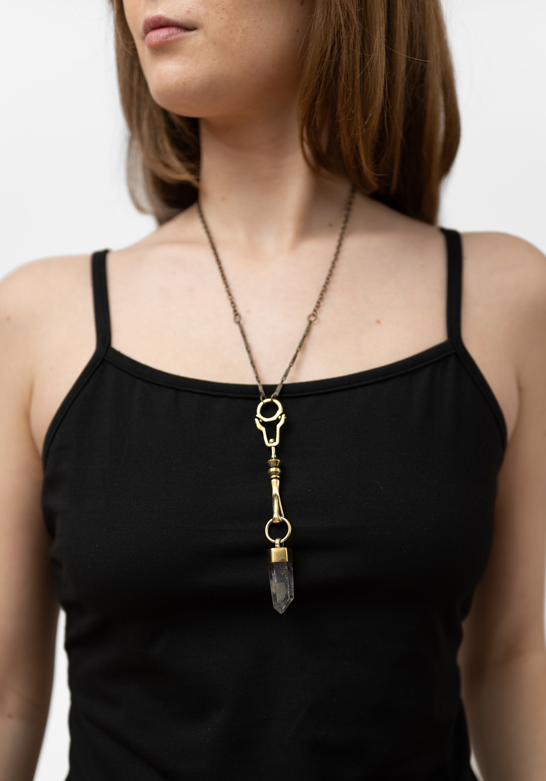 Brass Crystal Spire Necklace