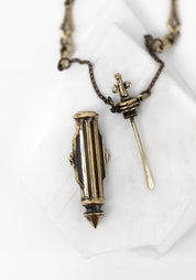 Brass Nouveau Perfume Bottle Necklace
