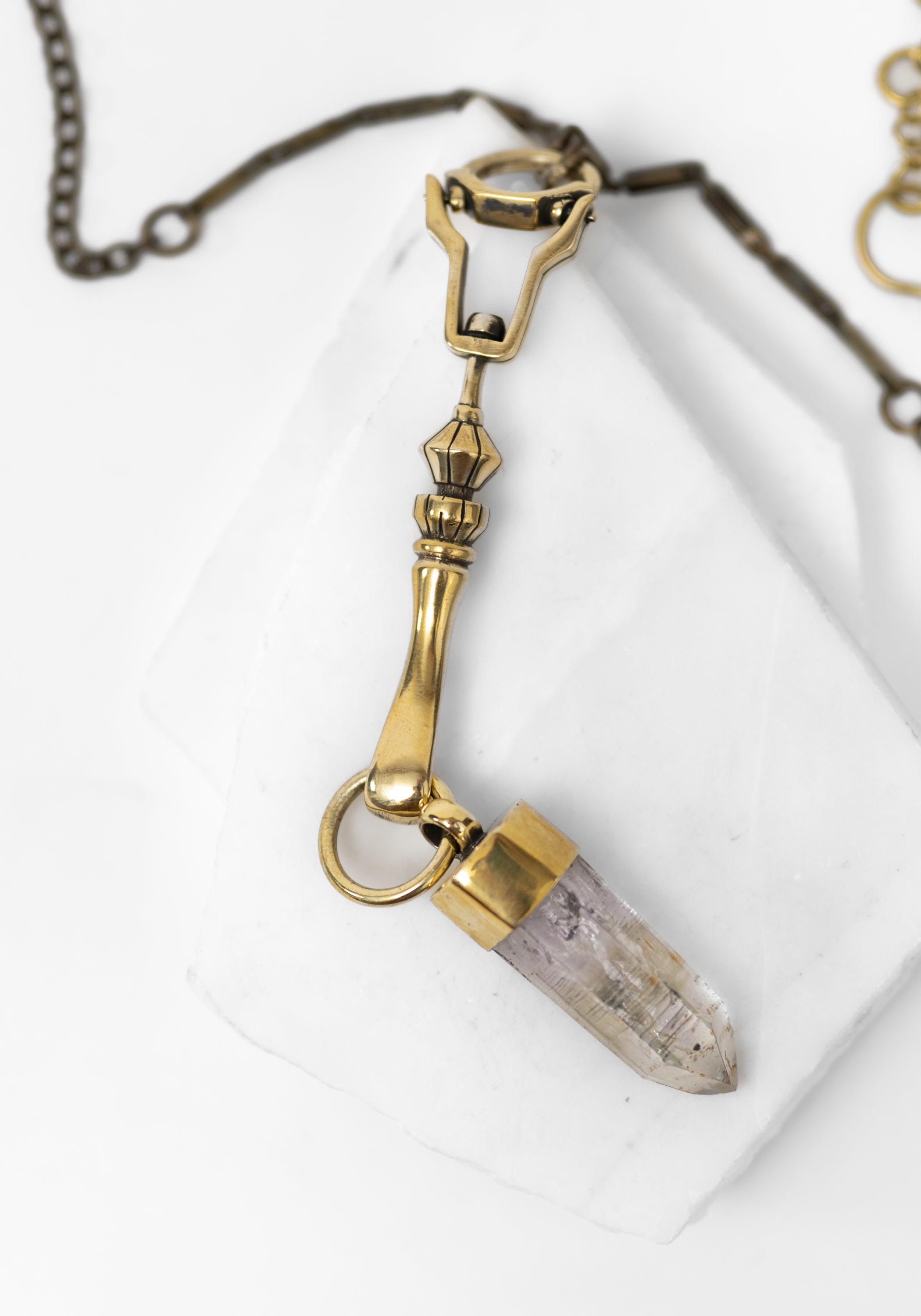 Brass Crystal Spire Necklace