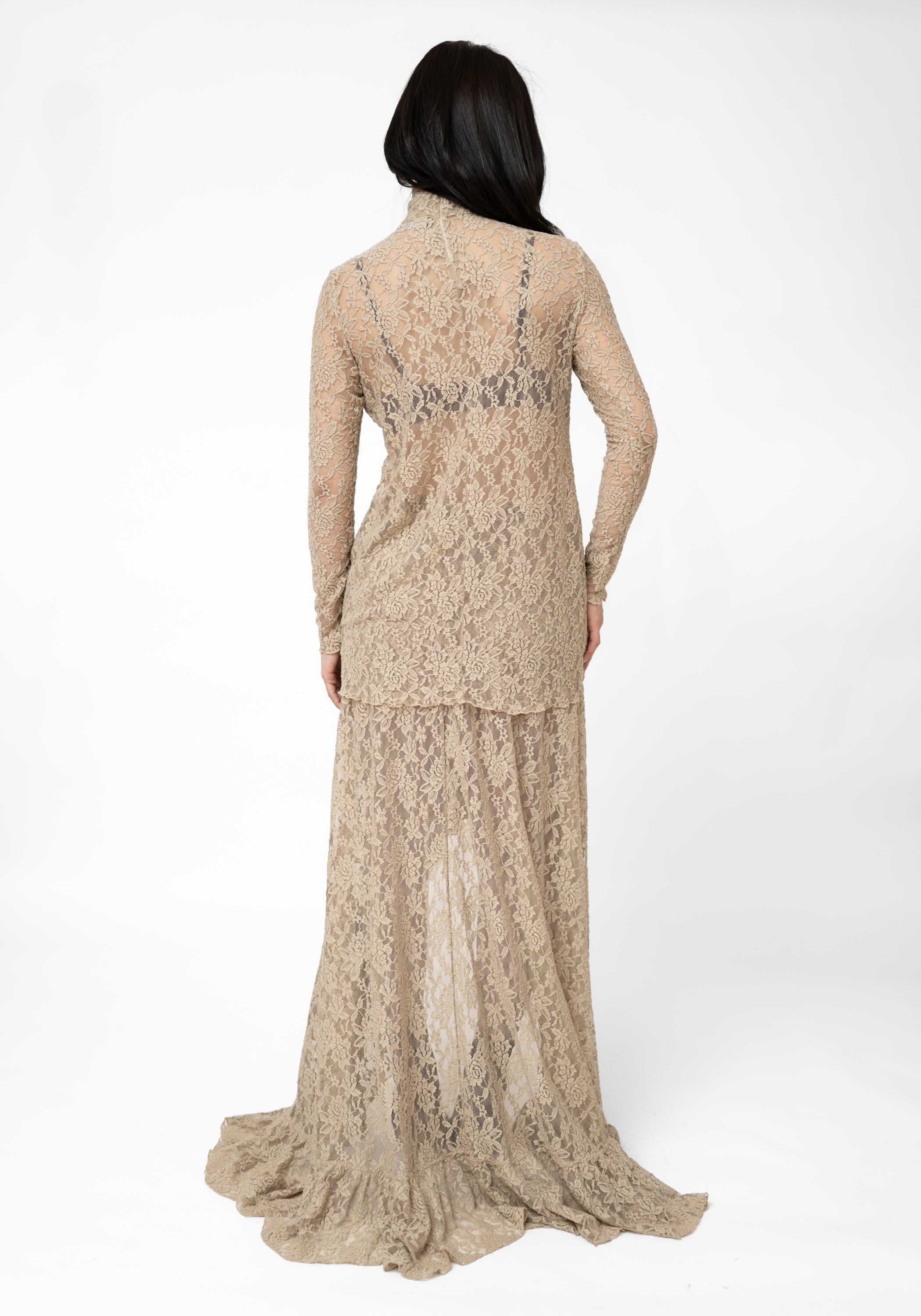 Asymmetric Ruffle Detail Lace Maxi Skirt - December Thieves