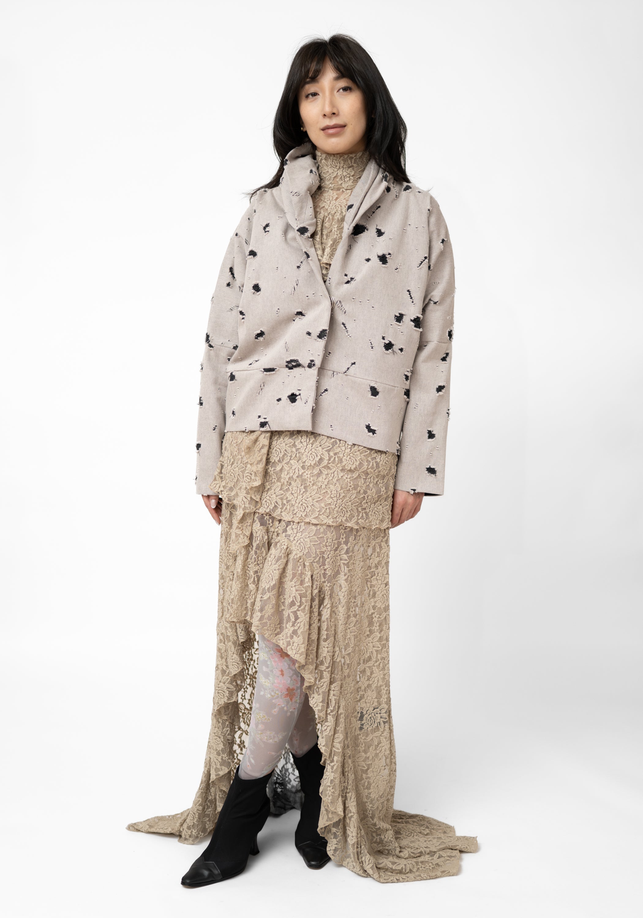 Distressed Drop Shoulder Twist Detail Jacket - December Thieves