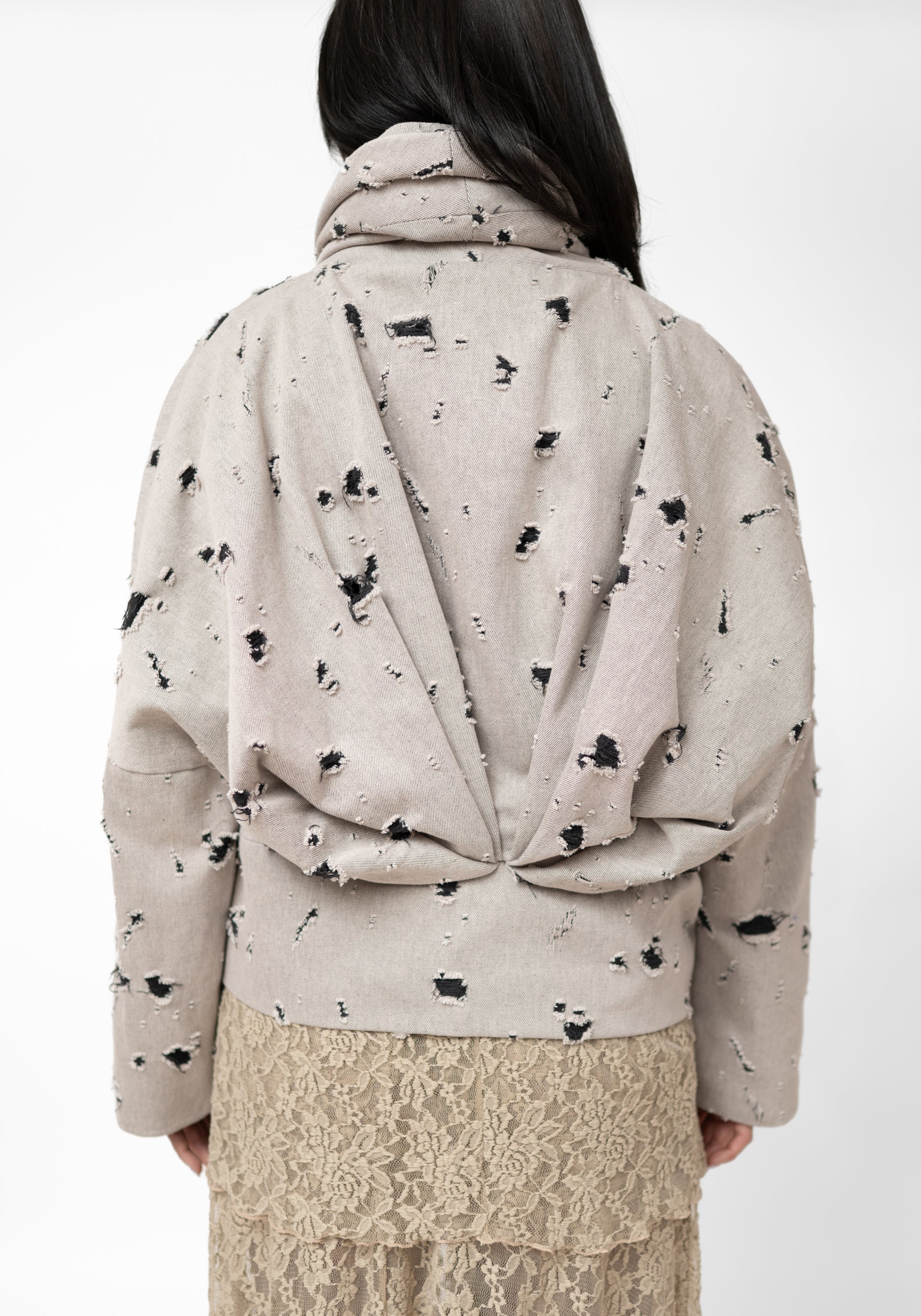 Distressed Drop Shoulder Twist Detail Jacket - December Thieves