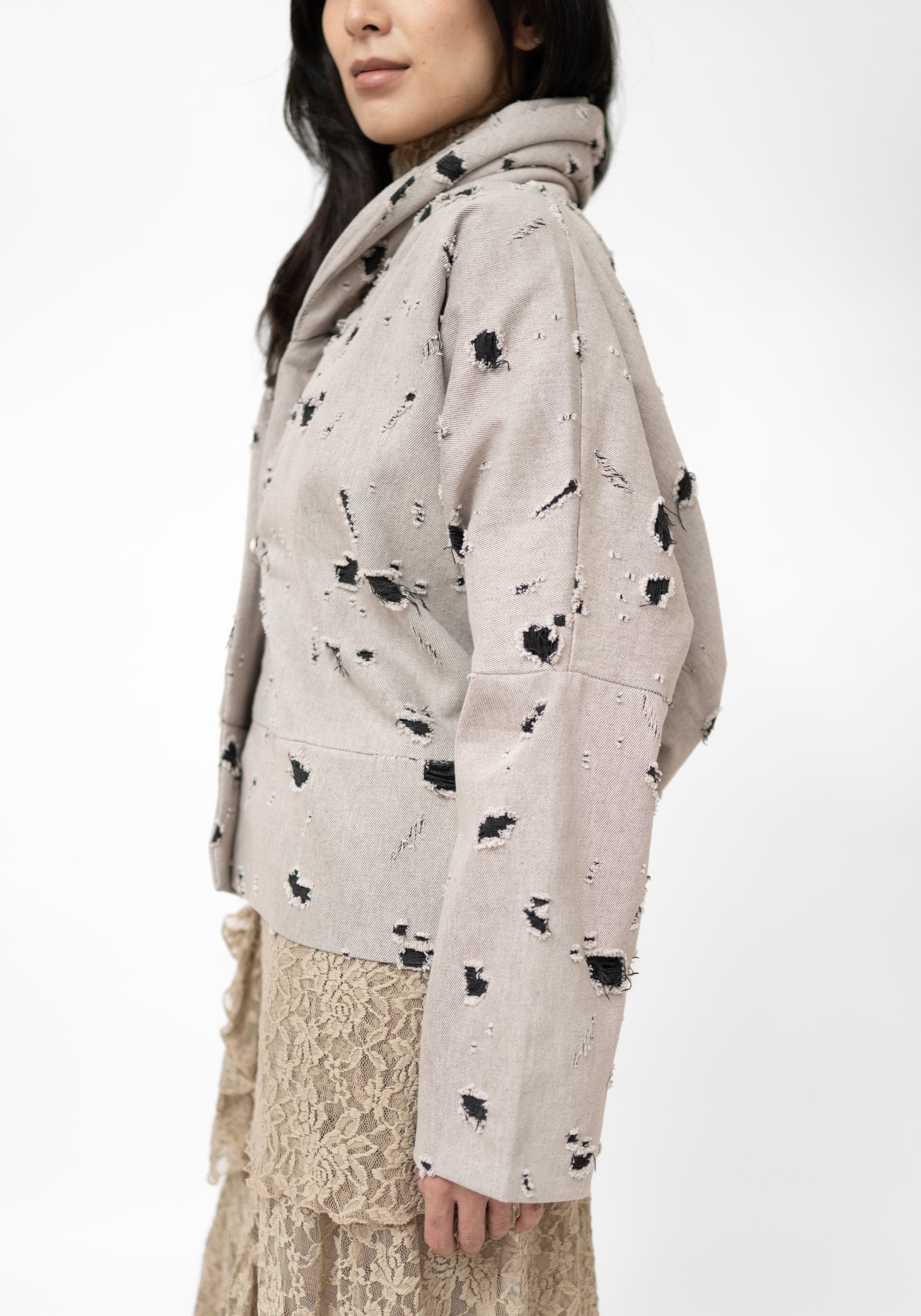 Distressed Drop Shoulder Twist Detail Jacket - December Thieves