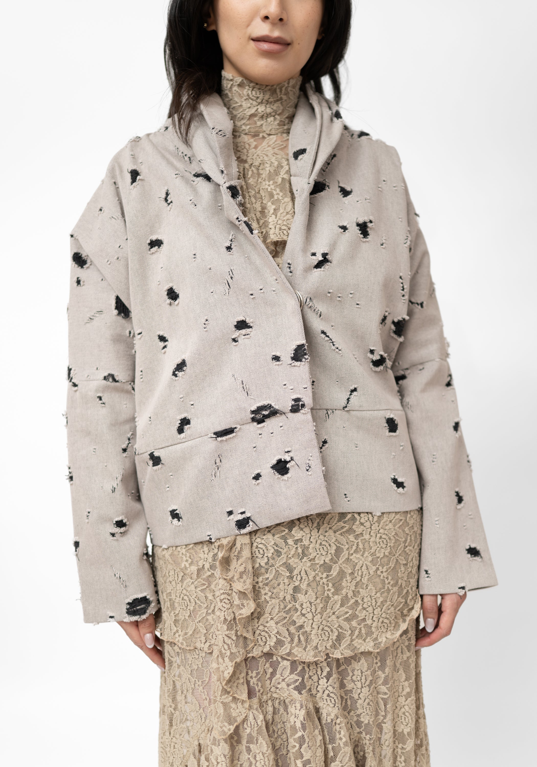 Distressed Drop Shoulder Twist Detail Jacket - December Thieves