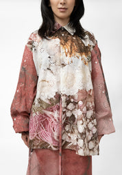 Transformable Open Shoulder Tie Detail Printed Blouse - December Thieves